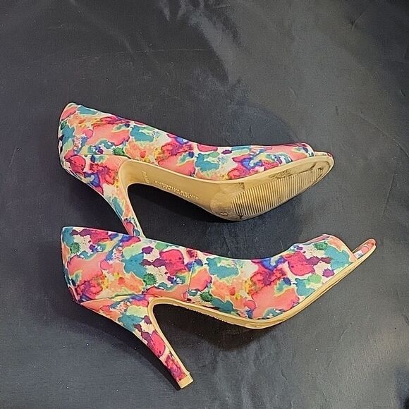 CHRISTIAN SIRIANO MULTI-COLOR PEEP TOE HEEL SANDAL - Picture 9 of 13